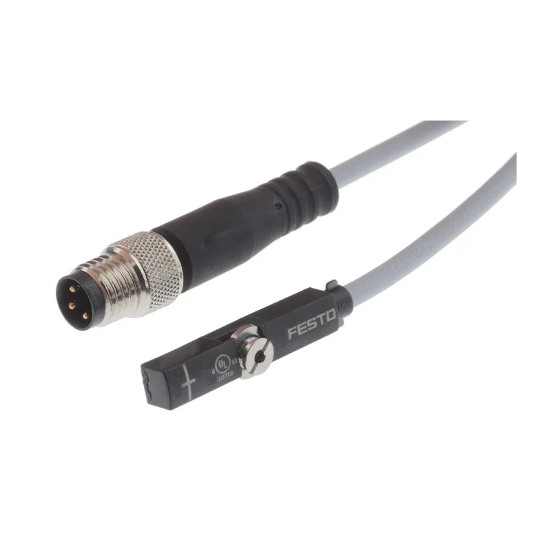 Festo Pneumatic Position Detector Cable with Plug M12X1, Plug M8X1, Open End, IP65 IP68 IP69K 24V SMT-8M-A-NS-24V-E-0,3-M8D
