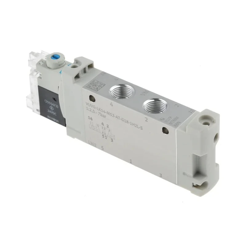 Festo Solenoid Valve 5/2 Solenoid/Spring G 1/8 Inch Port Size 24V DC Aluminium Alloy Body VUVG-LK14-M52-AT-G18-1H2L-S