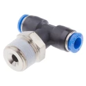 Festo QS Series Push-In T-Shape Pneumatic Fitting Threaded-to-Tube R 3/8, Push-In 6 mm, Max Pressure 14 bar QST-3/8-6