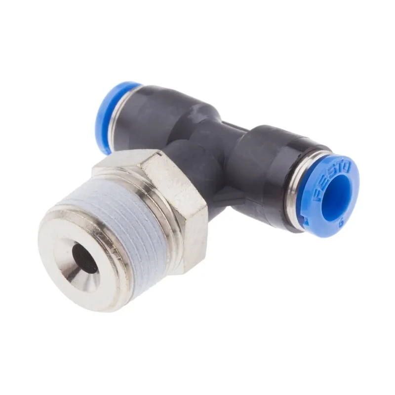 Festo QS Series Push-In T-Shape Pneumatic Fitting Threaded-to-Tube R 3/8, Push-In 6 mm, Max Pressure 14 bar QST-3/8-6