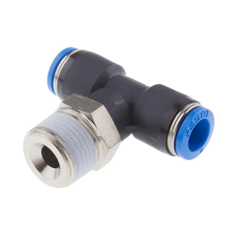 Festo Pneumatic Push-In T-Shape Fitting QS Series, Threaded-to-Tube, 8 mm, 14 bar QST-3/8-8