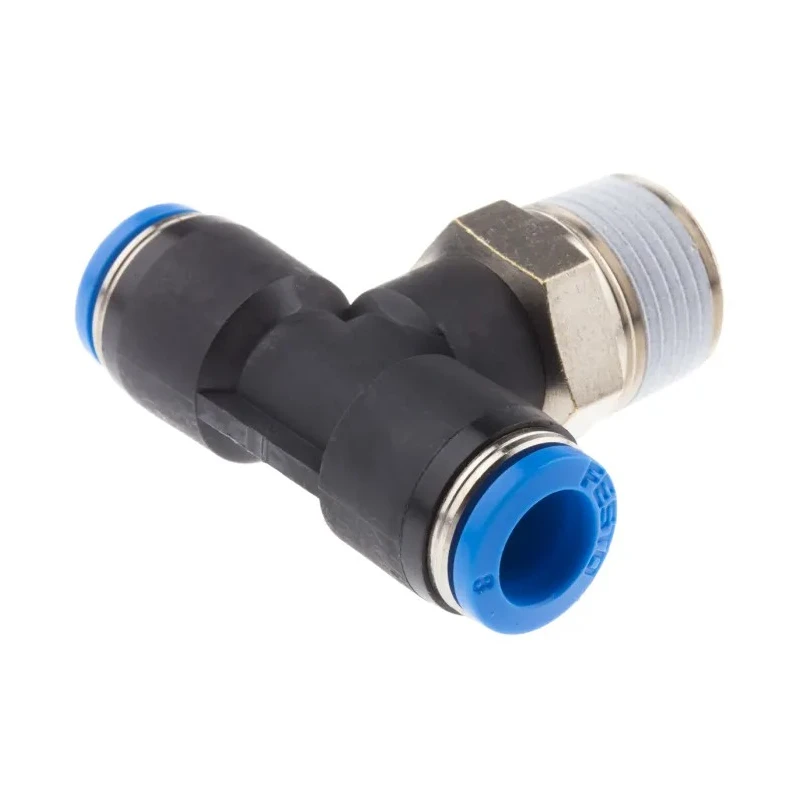 Festo Pneumatic Push-In T-Shape Fitting QS Series, Threaded-to-Tube, 8 mm, 14 bar QST-3/8-8
