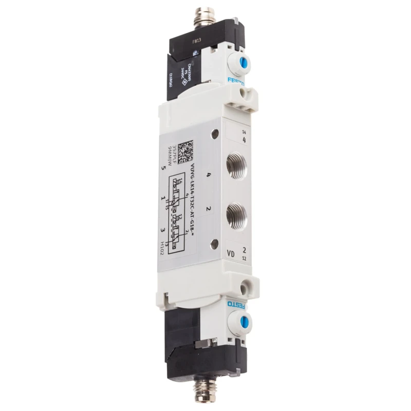 Festo 3/2 Solenoid/Spring Pneumatic Solenoid Valve G 1/8 Port Size 24V DC Aluminium Alloy Body VUVG-LK14-T32C-AT-G18-1R8L-S