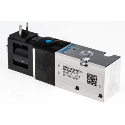 Festo 3/2 Solenoid Valve G 1/8 Port Size Aluminium Alloy Body 24V dc VUVS-LK20-M32C-AD-G18-1C1-S