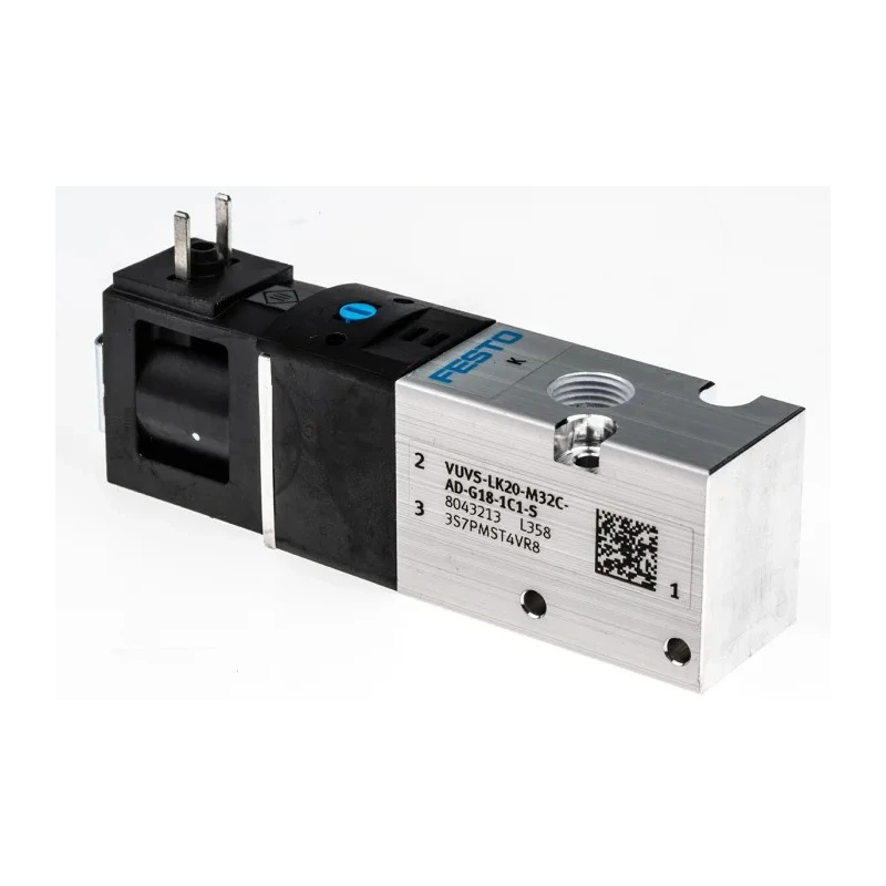 Festo 3/2 Solenoid Valve G 1/8 Port Size Aluminium Alloy Body 24V dc VUVS-LK20-M32C-AD-G18-1C1-S