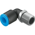 Festo Nickel Plated Brass Pneumatic Fitting Male G 1/8 Thread, 6mm Push-in Tube, 90° Angle QSML-G1/8-6
