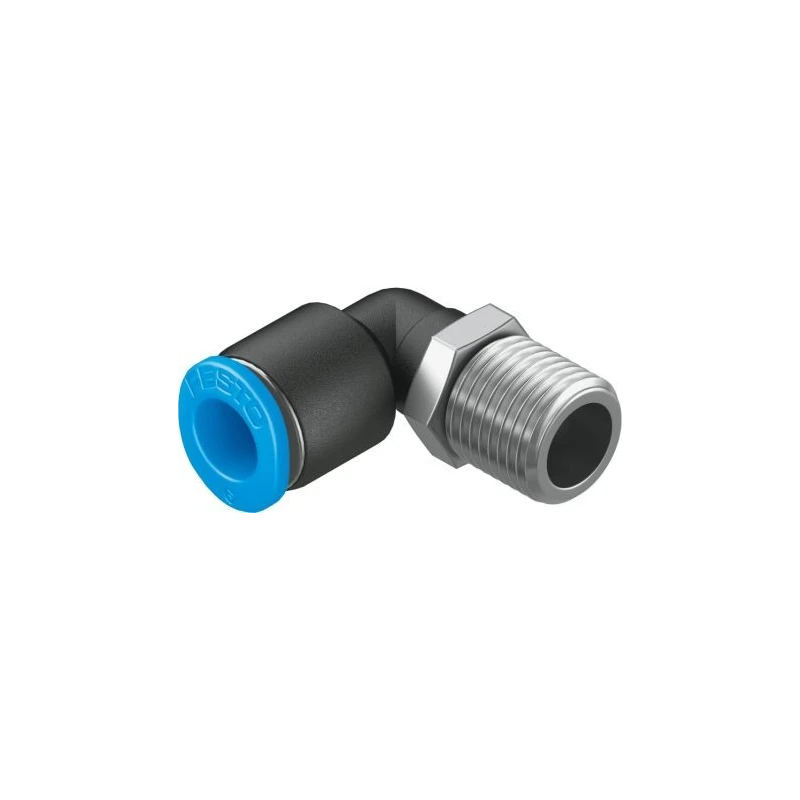 Festo Nickel Plated Brass Pneumatic Fitting Male G 1/8 Thread, 6mm Push-in Tube, 90° Angle QSML-G1/8-6
