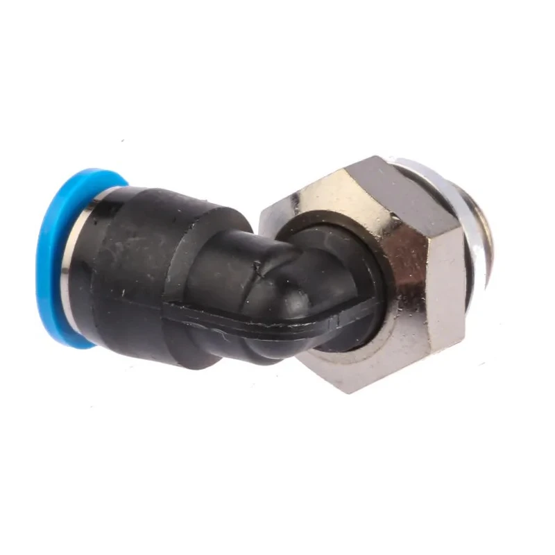 Festo Nickel Plated Brass Pneumatic Fitting Male G 1/8 Thread, 6mm Push-in Tube, 90° Angle QSML-G1/8-6
