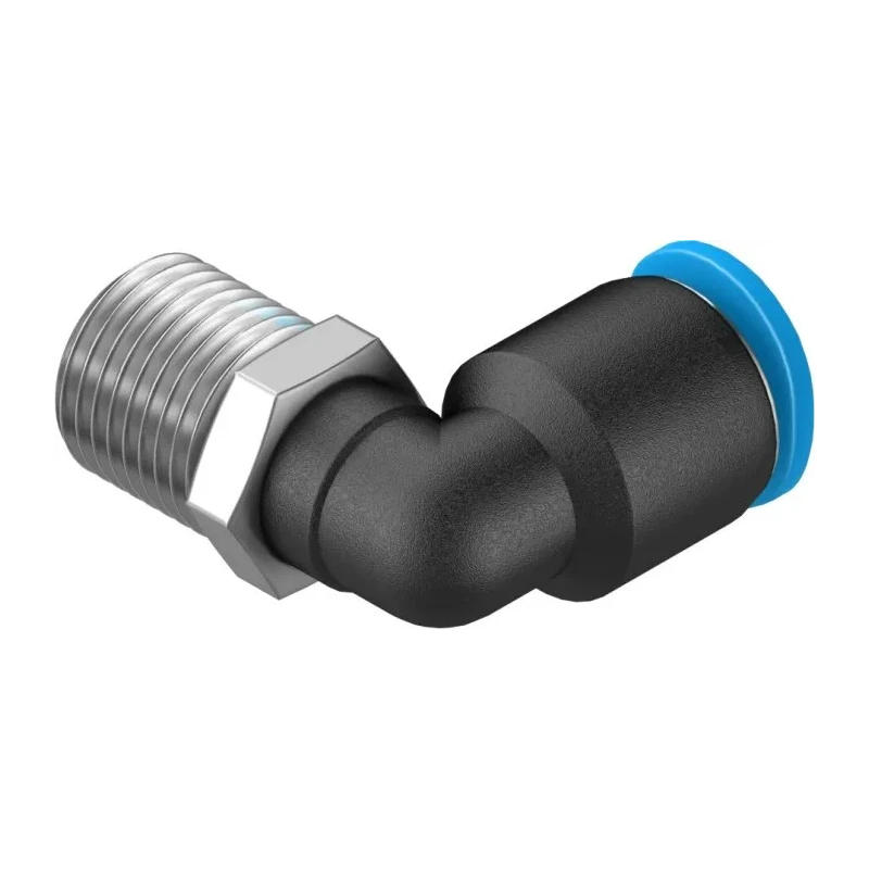 Festo Nickel Plated Brass Pneumatic Fitting Male G 1/8 Thread, 6mm Push-in Tube, 90° Angle QSML-G1/8-6