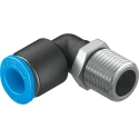 Festo Nickel Plated Brass Pneumatic Fitting Male G 1/8 Thread, 6mm Push-in Tube, 90° Angle QSML-G1/8-6