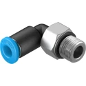 Festo QSML Series Nickel Plated Brass Pneumatic Fitting, Male Metric Thread, 4mm Push-in, 90° Elbow, 14 bar, 80°C QSML-M7-4