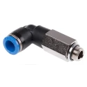 Festo Nickel Plated Brass Pneumatic Threaded-to-Tube Elbow Fitting, Male G 1/8 in, 8mm Push-in, QSLL-G1/8-8