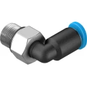 Festo QSML Series Nickel Plated Brass Pneumatic Fitting, Male Metric Thread, 4mm Push-in, 90° Elbow, 14 bar, 80°C QSML-M7-4