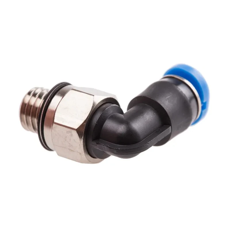 Festo QSML Series Nickel Plated Brass Pneumatic Fitting, Male Metric Thread, 4mm Push-in, 90° Elbow, 14 bar, 80°C QSML-M7-4