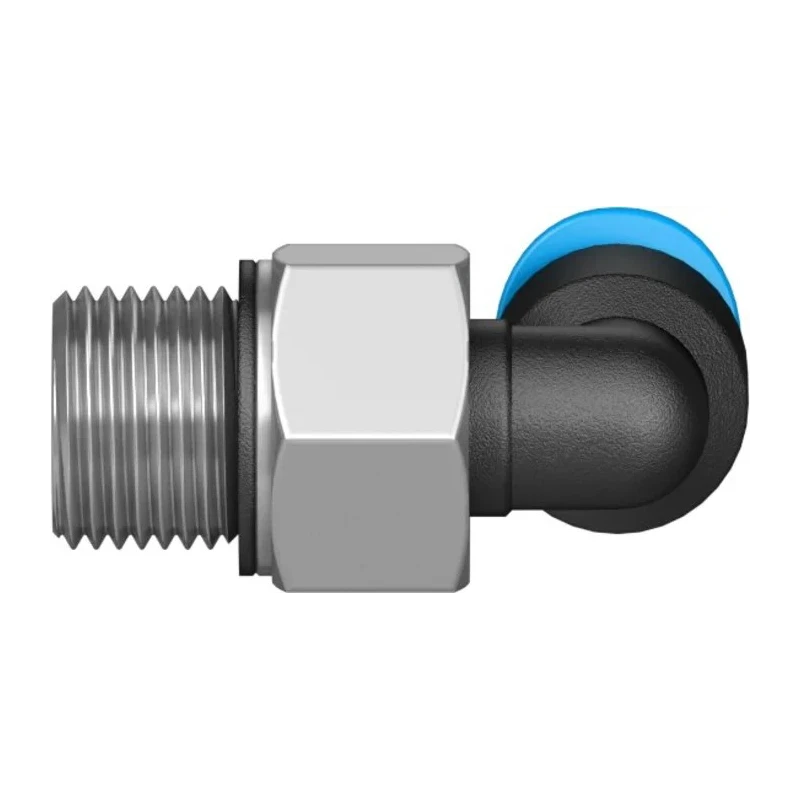 Festo QSML Series Nickel Plated Brass Pneumatic Fitting, Male Metric Thread, 4mm Push-in, 90° Elbow, 14 bar, 80°C QSML-M7-4