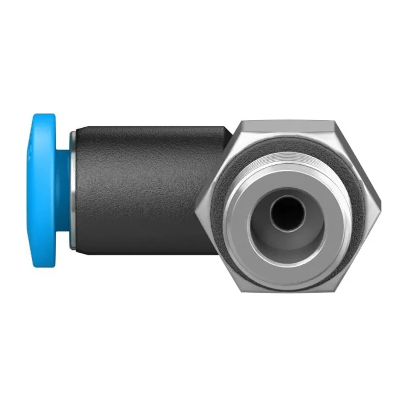 Festo QSML Series Nickel Plated Brass Pneumatic Fitting, Male Metric Thread, 4mm Push-in, 90° Elbow, 14 bar, 80°C QSML-M7-4