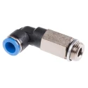 Festo Nickel Plated Brass Pneumatic Fitting Male Threaded-to-Tube, G 3/8 in Thread Size, 10 mm Push-in Tube QSLL-G3/8-10