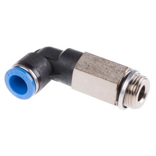 Festo Nickel Plated Brass Pneumatic Fitting Male Threaded-to-Tube, G 3/8 in Thread Size, 10 mm Push-in Tube QSLL-G3/8-10