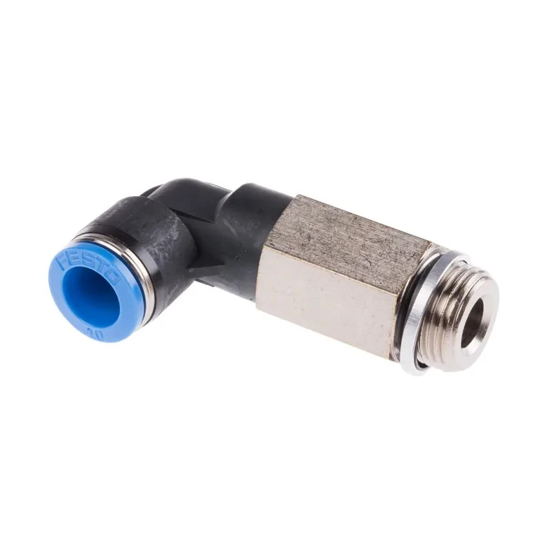 Festo Nickel Plated Brass Pneumatic Fitting Male Threaded-to-Tube, G 3/8 in Thread Size, 10 mm Push-in Tube QSLL-G3/8-10