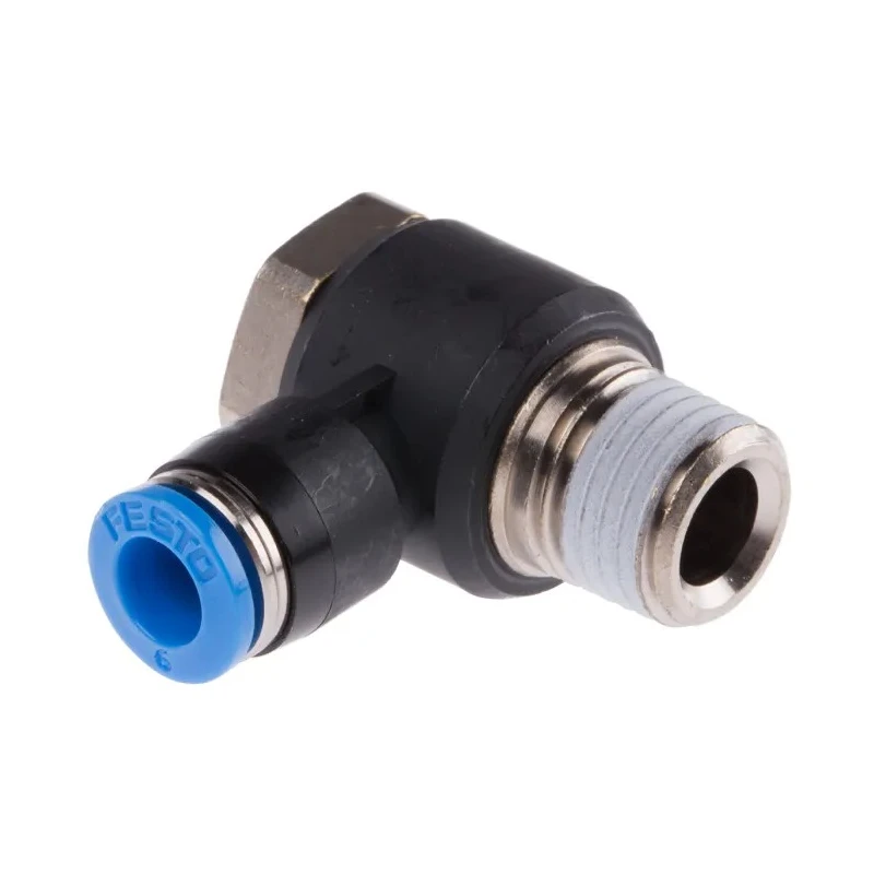 Festo Pneumatic Fitting Nickel Plated Brass Male Threaded-to-Tube Push-In R 1/4 in x 6mm QSLV-1/4-6