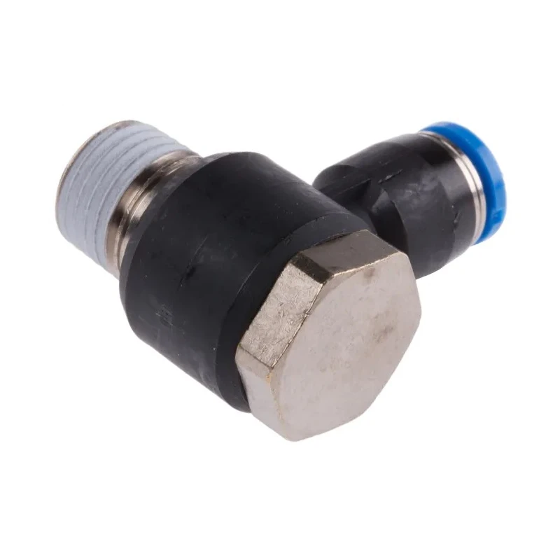 Festo Pneumatic Fitting Nickel Plated Brass Male Threaded-to-Tube Push-In R 1/4 in x 6mm QSLV-1/4-6