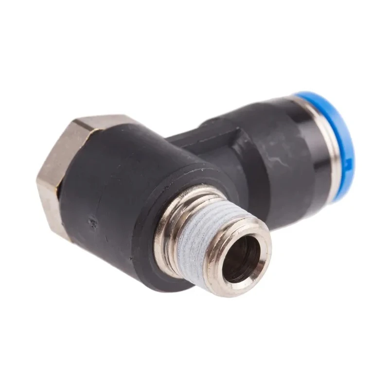 Festo QSLV Series Nickel Plated Brass 90° Pneumatic Fitting Male R 1/8 in Threaded to 8mm Push-in QSLV-1/8-8