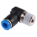 Festo Nickel Plated Brass Pneumatic Threaded-to-Tube Elbow Fitting Male R 1/4 in Thread Push In 6 mm QSLV-1/4-6-I