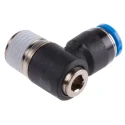 Festo Nickel Plated Brass Pneumatic Threaded-to-Tube Elbow Fitting Male R 1/4 in Thread Push In 6 mm QSLV-1/4-6-I