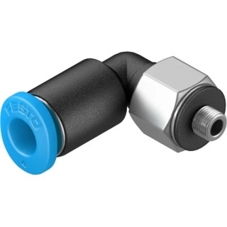 Festo Nickel Plated Brass Pneumatic Fitting Male M3 Thread, 4mm Push-in Tube, 90° Angle QSML-M3-4
