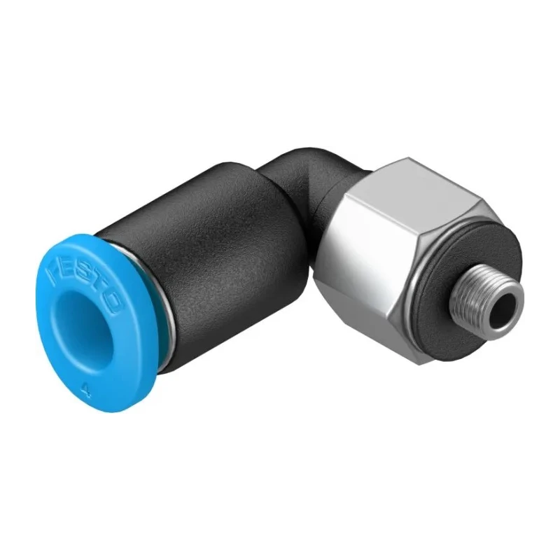 Festo Nickel Plated Brass Pneumatic Fitting Male M3 Thread, 4mm Push-in Tube, 90° Angle QSML-M3-4