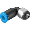 Festo Nickel Plated Brass Pneumatic Fitting Male M3 Thread, 4mm Push-in Tube, 90° Angle QSML-M3-4