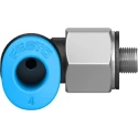 Festo Nickel Plated Brass Pneumatic Fitting Male M3 Thread, 4mm Push-in Tube, 90° Angle QSML-M3-4