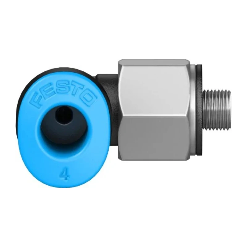 Festo Nickel Plated Brass Pneumatic Fitting Male M3 Thread, 4mm Push-in Tube, 90° Angle QSML-M3-4