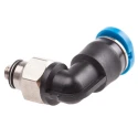 Festo Nickel Plated Brass Pneumatic Fitting Male M3 Thread, 4mm Push-in Tube, 90° Angle QSML-M3-4