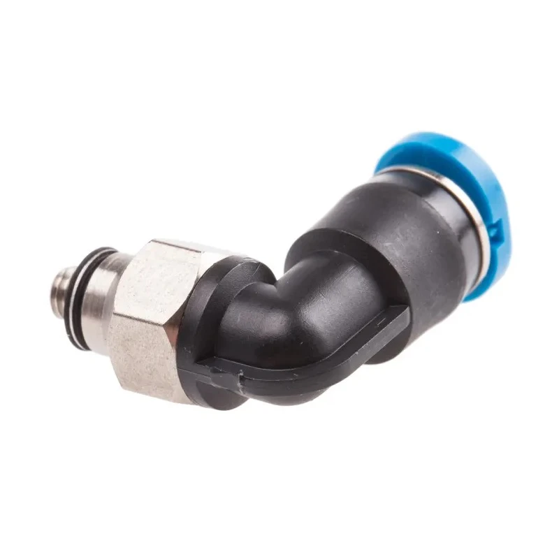 Festo Nickel Plated Brass Pneumatic Fitting Male M3 Thread, 4mm Push-in Tube, 90° Angle QSML-M3-4
