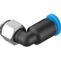 Festo Nickel Plated Brass Pneumatic Fitting Male M3 Thread, 4mm Push-in Tube, 90° Angle QSML-M3-4