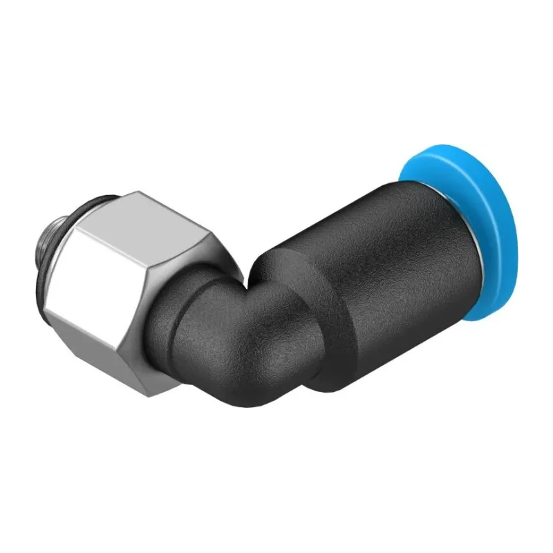 Festo Nickel Plated Brass Pneumatic Fitting Male M3 Thread, 4mm Push-in Tube, 90° Angle QSML-M3-4