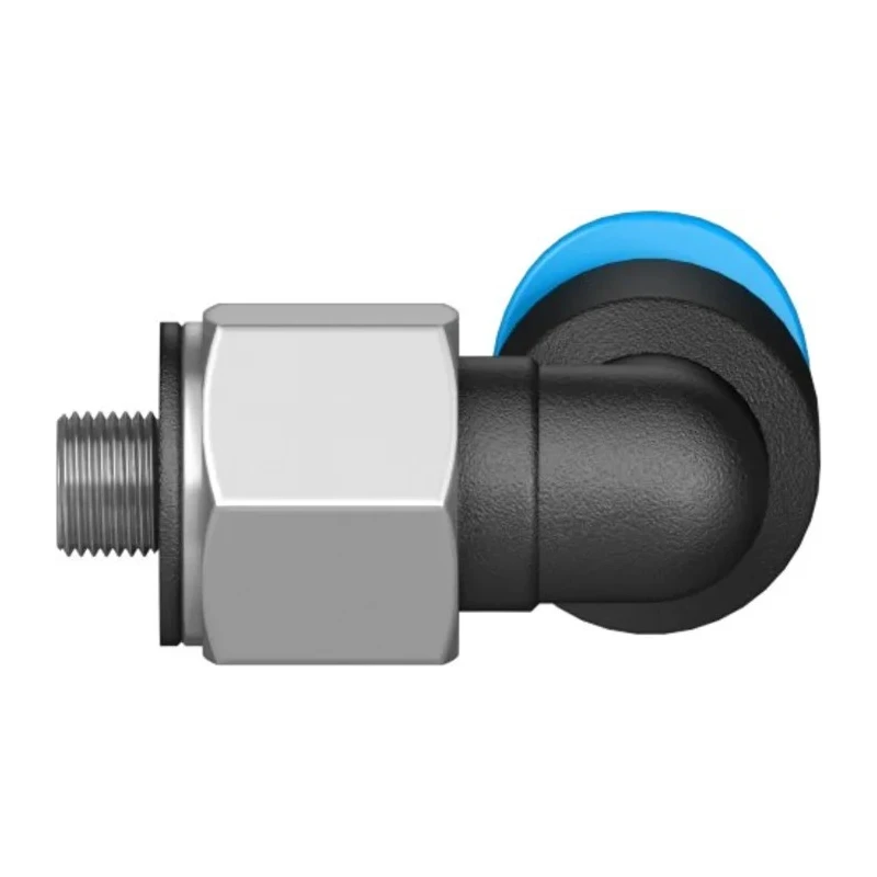Festo Nickel Plated Brass Pneumatic Fitting Male M3 Thread, 4mm Push-in Tube, 90° Angle QSML-M3-4