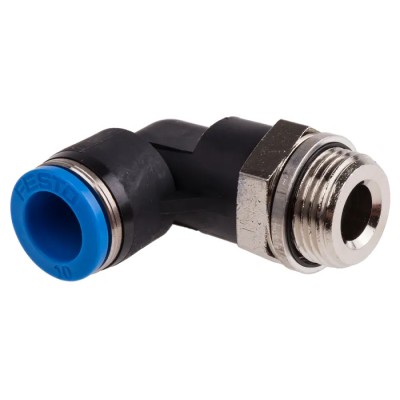 Festo Nickel Plated Brass Pneumatic Fitting Male G 3/8 in Thread to 10mm Push-in Tube Fitting QSL-G3/8-10