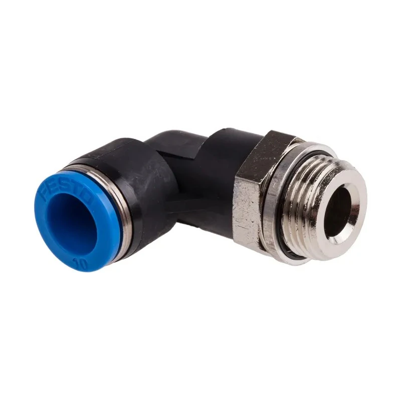 Festo Nickel Plated Brass Pneumatic Fitting Male G 3/8 in Thread to 10mm Push-in Tube Fitting QSL-G3/8-10