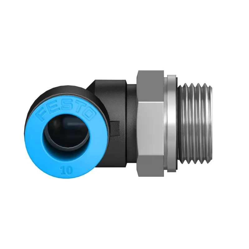 Festo Nickel Plated Brass Pneumatic Fitting Male G 3/8 in Thread to 10mm Push-in Tube Fitting QSL-G3/8-10