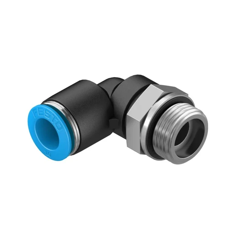 Festo Nickel Plated Brass Pneumatic Fitting Male G 3/8 in Thread to 10mm Push-in Tube Fitting QSL-G3/8-10