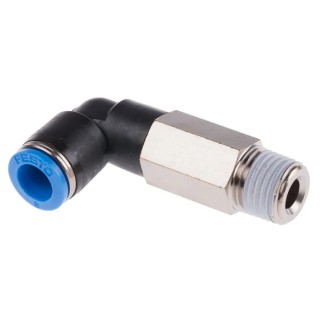 Festo Nickel Plated Brass Pneumatic Fitting Male R 1/4 in Threaded-to-Tube 8mm Push-in QSLL-1/4-8