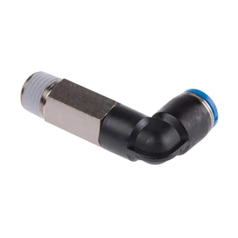 Festo Nickel Plated Brass Pneumatic Fitting Male R 1/4 in Threaded-to-Tube 8mm Push-in QSLL-1/4-8