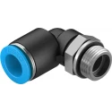Festo Nickel Plated Brass Pneumatic Fitting Male G 3/8 in Thread, 12 mm Push-In Tube, 90° Elbow QSL-G3/8-12