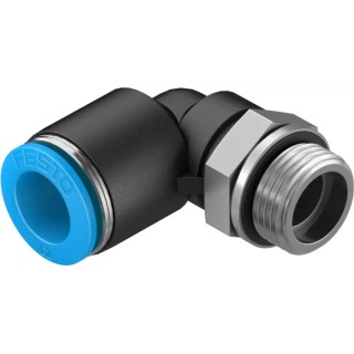 Festo Nickel Plated Brass Pneumatic Fitting Male G 3/8 in Thread, 12 mm Push-In Tube, 90° Elbow QSL-G3/8-12