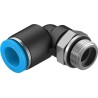 Festo Nickel Plated Brass Pneumatic Fitting Male G 3/8 in Thread, 12 mm Push-In Tube, 90° Elbow QSL-G3/8-12