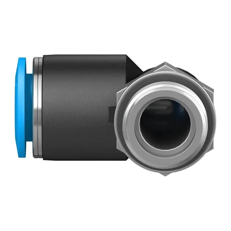 Festo Nickel Plated Brass Pneumatic Fitting Male G 3/8 in Thread, 12 mm Push-In Tube, 90° Elbow QSL-G3/8-12