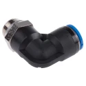 Festo Nickel Plated Brass Pneumatic Fitting Male G 3/8 in Thread, 12 mm Push-In Tube, 90° Elbow QSL-G3/8-12
