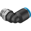 Festo Nickel Plated Brass Pneumatic Fitting Male G 3/8 in Thread, 12 mm Push-In Tube, 90° Elbow QSL-G3/8-12